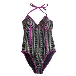 Ivanka Trump Black and Purple One-Piece Swimsuit